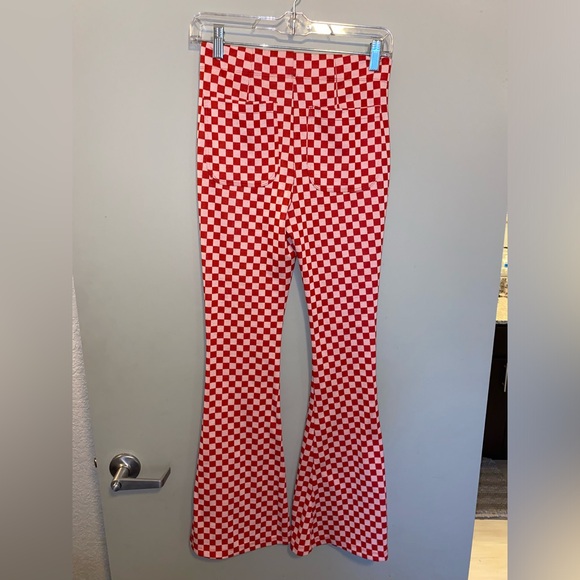Red Checker Flare Pants - Picture 2 of 4